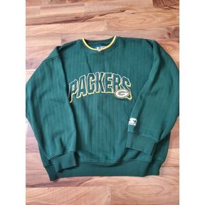 VTG Starter Green Bay Packers Sweatshirt Mens Sz L NFL Football Team Sweater